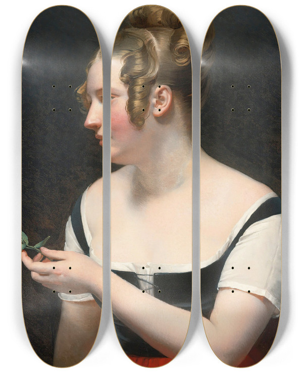 Triptych art skateboard deck of Douardlouis Dubufe Allegory Of Smell by Edouard Louis Dubufe (1819-1820-1883)