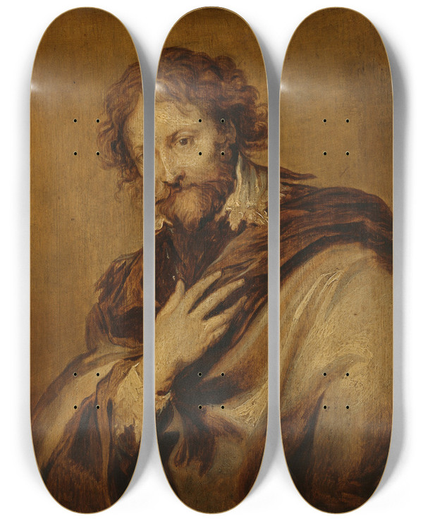 Triptych art skateboard deck of Follower Of Anthony Van Dyck Portrait Of Peter Paul Rubens 15771640 by Follower Of Anthony Van Dyck (1599-1641)