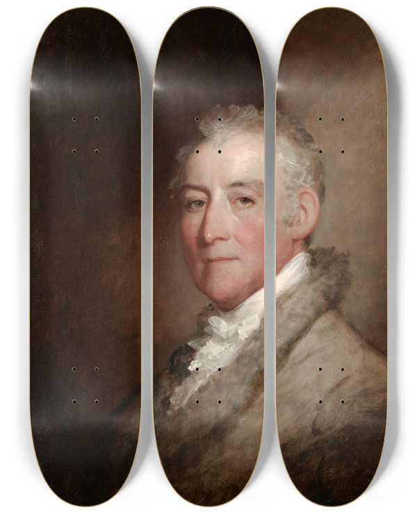 Triptych art skateboard deck of Gilbert Stuart Colonel John Trumbull by Gilbert Stuart (1755-1828)