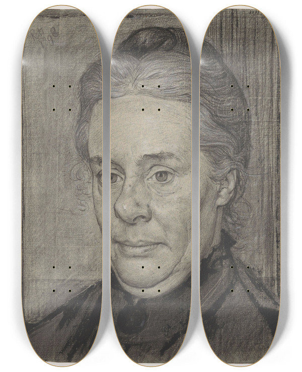 Triptych art skateboard deck of Richard Nicolas Roland Holst Portret Van Mevrouw Anna Ida Van Der Schalkvan Der Hoeven by Richard Nicolaus Roland Holst (1868-1938)