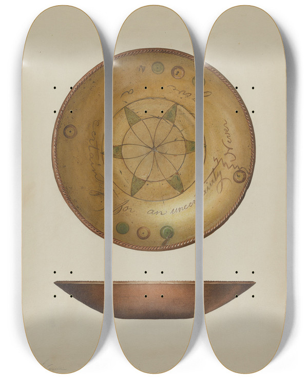 Triptych art skateboard deck of Giacinto Capelli Pa German Plate_2 by Giacinto Capelli (20-)