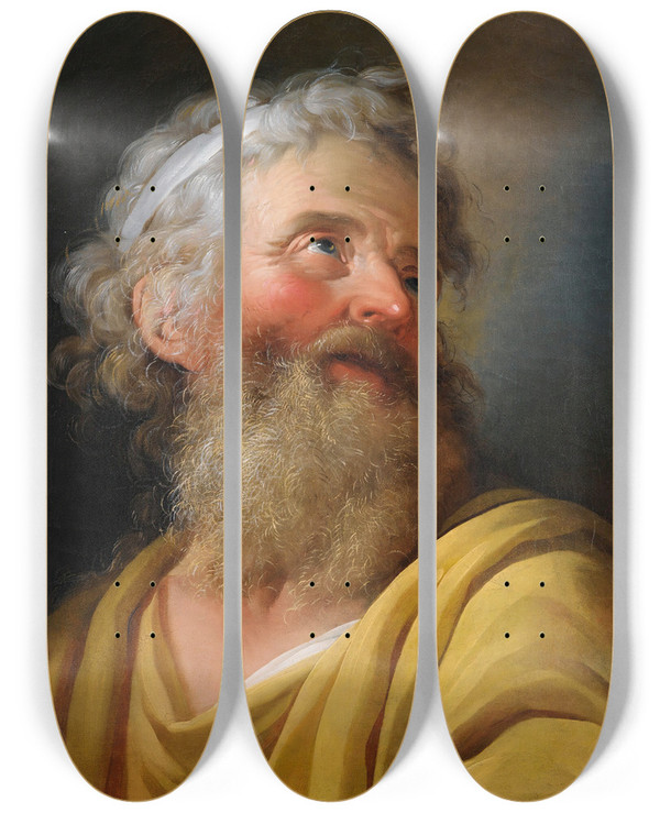 Triptych art skateboard deck of Charlesantoine Coypel Portrait Of An Actor by Charles-Antoine Coypel (1694-1752)