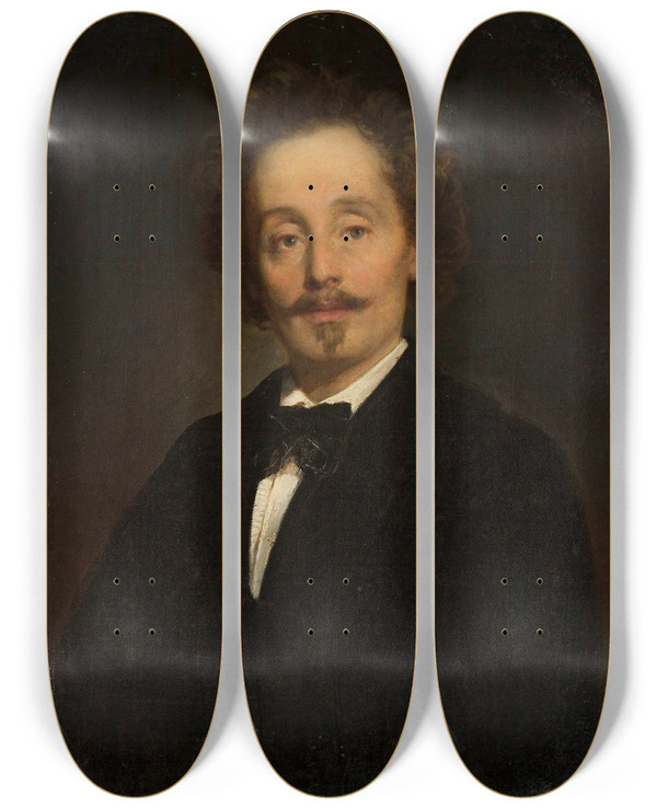 Triptych art skateboard deck of Karol Miller Portrait Of Wiktor Brodzki Sculptor by Karol Miller (1835-1920)