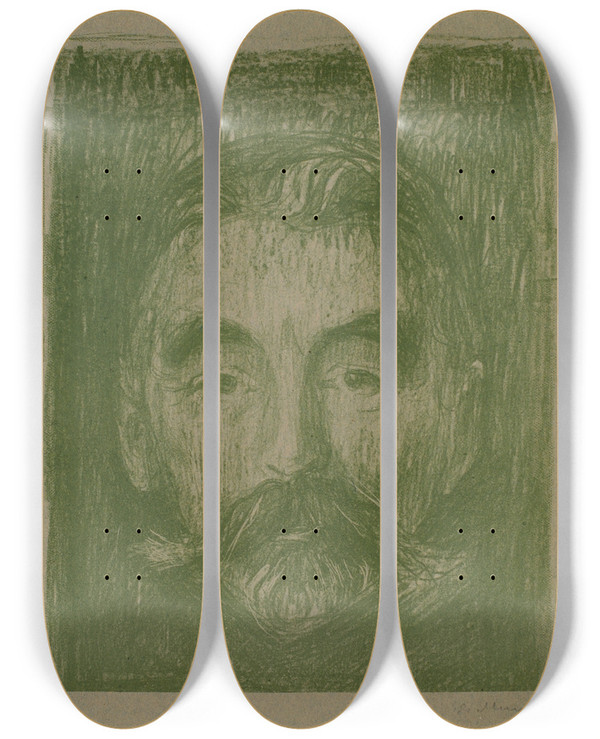 Triptych art skateboard deck of Edvard Munch Stphane Mallarm by Edvard Munch (1863-1944)