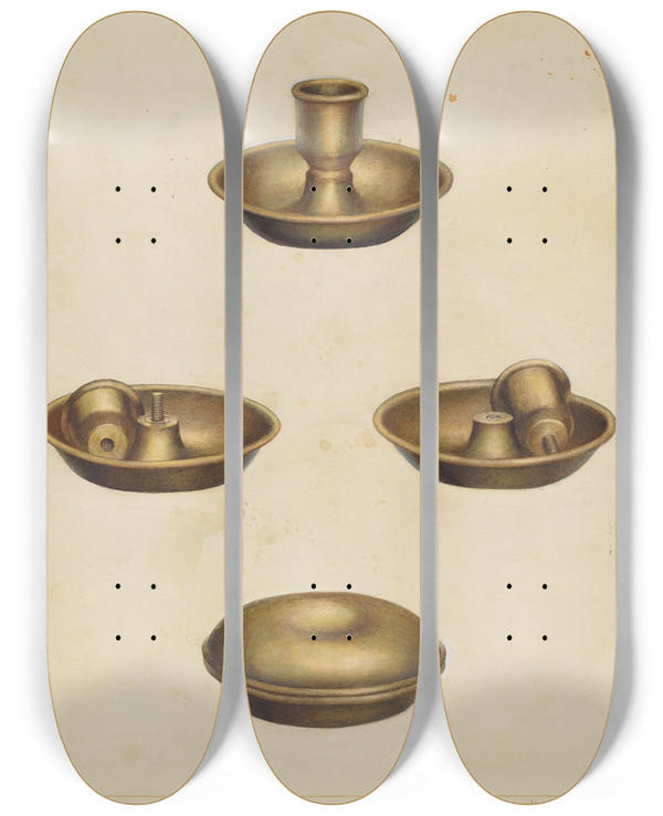Triptych art skateboard deck of James M Lawson Candlestick by James M Lawson