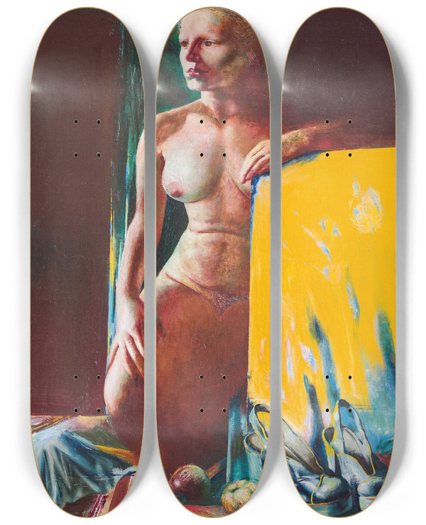 Triptych art skateboard deck of Tiit Psuke Eeva by Tiit Paasuke (1941)