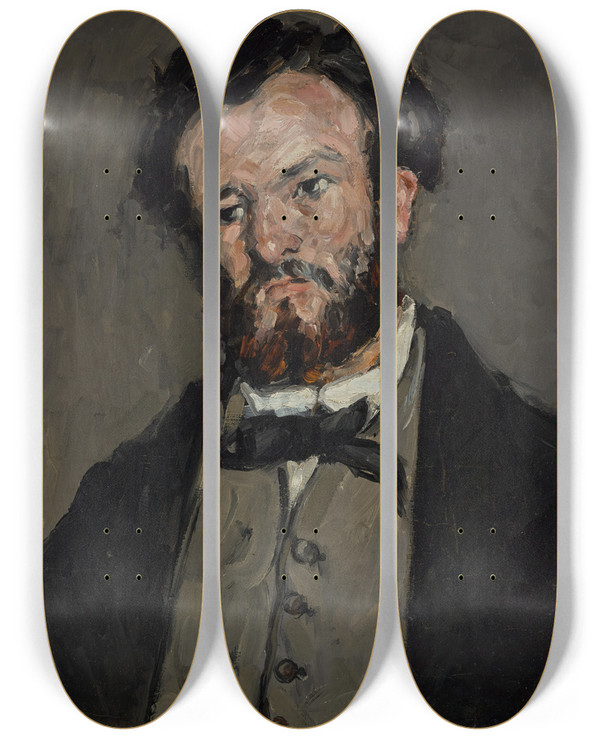 Triptych art skateboard deck of Paul Czanne Portrait Of Anthony Valabrgue by Paul Cezanne (1839-1906)