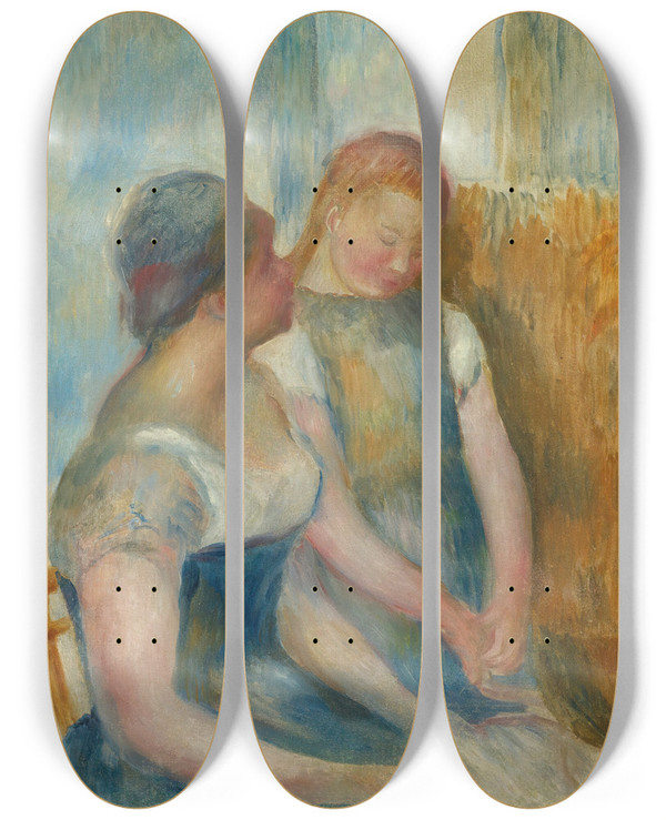 Triptych art skateboard deck of Pierreauguste Renoir La Conversation_1 by Pierre-Auguste Renoir (1841-1919)