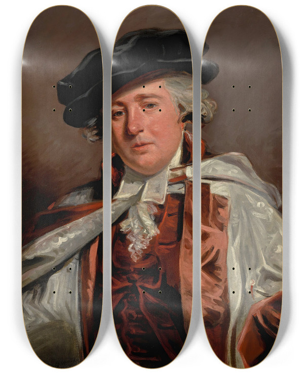 Triptych art skateboard deck of John Hoppner Portrait Of Dr Edmund Ayrton 17041808 by John Hoppner (1758-1810)