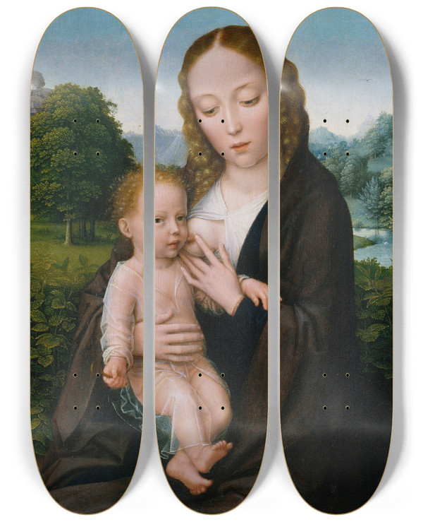 Triptych art skateboard deck of Simon Bening Virgin And Child_1 by Simon Bening (1483-1561)