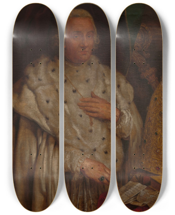 Triptych art skateboard deck of Willem Jacob Herreyns Godefried Hermans Abbot Of Tongerlo by Willem Jacob Herreyns (1743-1827)
