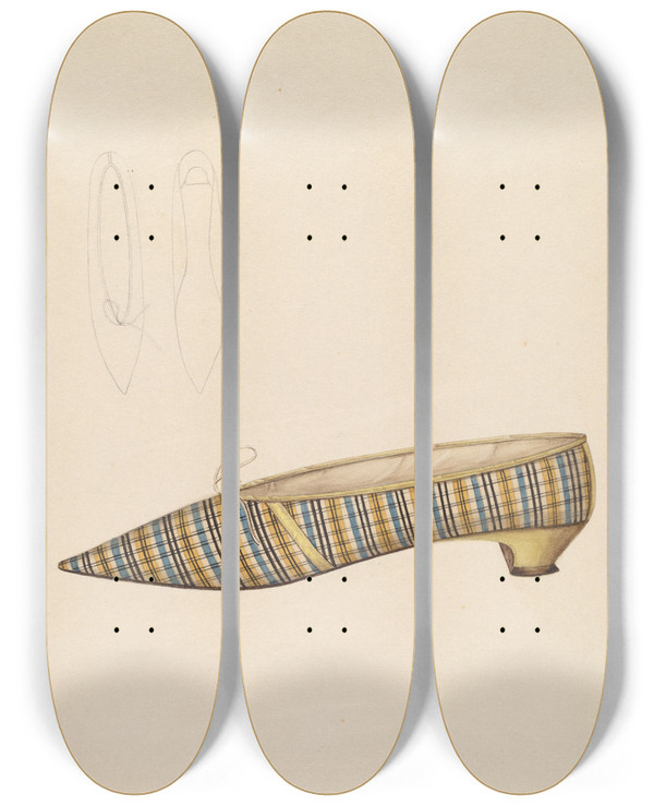 Triptych art skateboard deck of Dorothy Gernon Slipper_1 by Dorothy Gernon