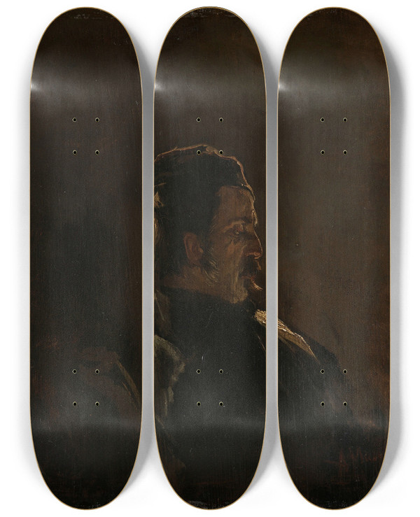 Triptych art skateboard deck of Anton Mauve Portrait Of Pieter Frederik Van Os Painter by Anton Mauve (1838-1888)