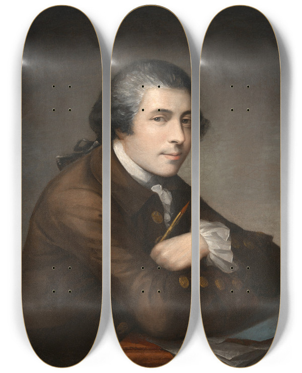 Triptych art skateboard deck of Matthew Pratt Matthew Pratt by Matthew Pratt (1734-1805)