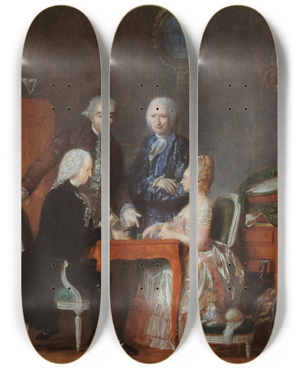 Triptych art skateboard deck of Jeanfranois Garneray La Partie De Trictrac by Jean-Franois Garneray (1755-1837)