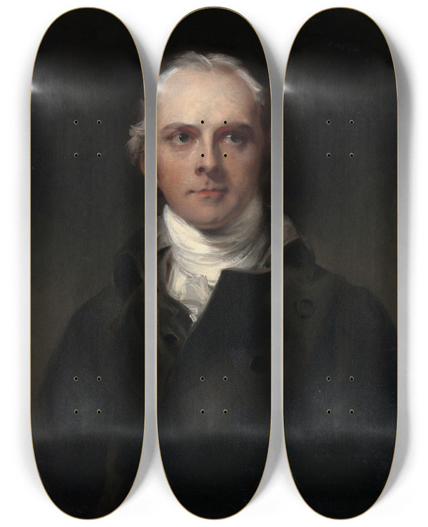 Triptych art skateboard deck of Sir Thomas Lawrence Samuel Lysons by Sir Thomas Lawrence (1769-1830)