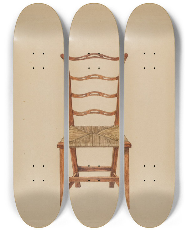 Triptych art skateboard deck of Hans Westendorff Side Chair_1 by Hans Westendorff