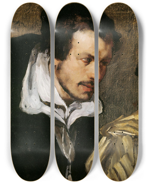 Triptych art skateboard deck of Eilif Peterssen Didrik Slagheck by Eilif Peterssen (1852-1928)