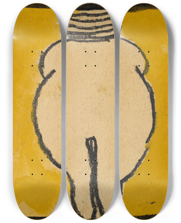 Triptych art skateboard deck of Egon Schiele Venus Von Willendorf by Egon Schiele (1890-1918)