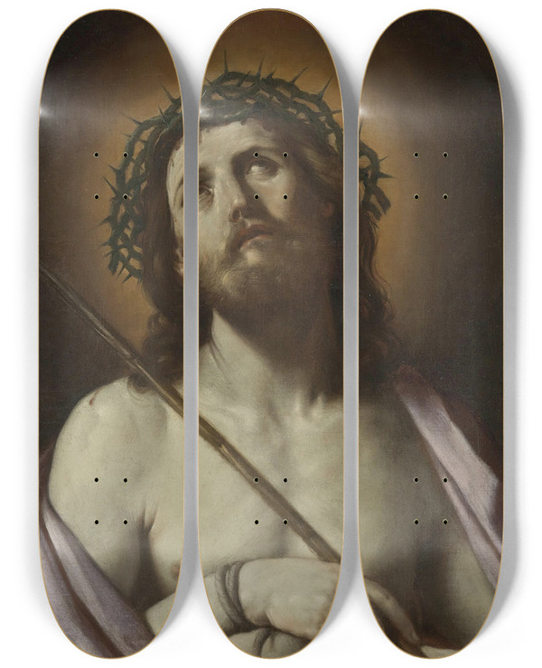 Triptych art skateboard deck of Guido Reni Ecce Homo by Guido Reni (1575-1642)