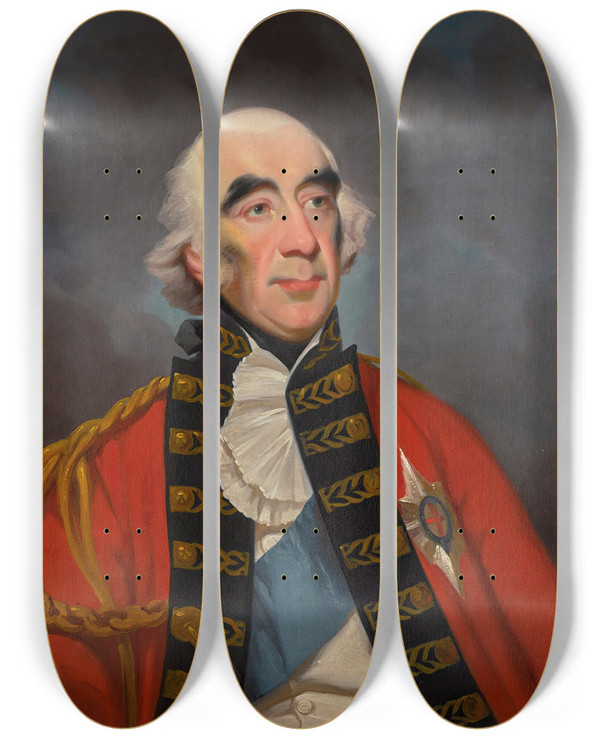 Triptych art skateboard deck of George Chinnery Portrait Of Francis Rawdonhastings Second Earl Of Moira And First Marquess Of Hastings by George Chinnery (1774-1852)