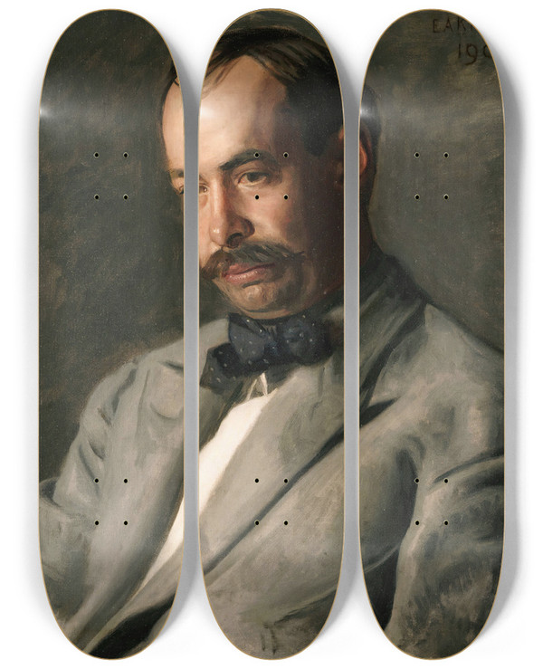 Triptych art skateboard deck of Thomas Eakins Charles Percival Buck by Thomas Eakins (1844-1916)