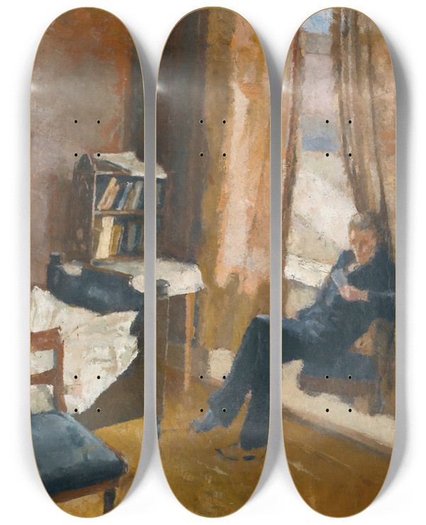 Triptych art skateboard deck of Edvard Munch Andreas Reading_1 by Edvard Munch (1863-1944)