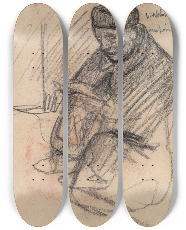 Triptych art skateboard deck of Jakob Smits Frans Smits The Artists Father_3 by Jakob Smits (1855-1928)