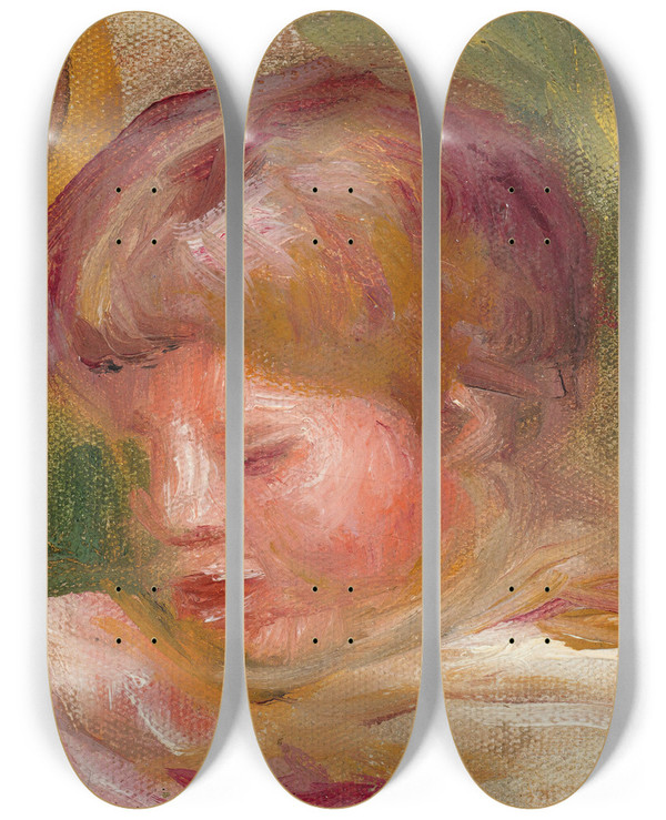 Triptych art skateboard deck of Pierreauguste Renoir Tte De Femme_1 by Pierre-Auguste Renoir (1841-1919)