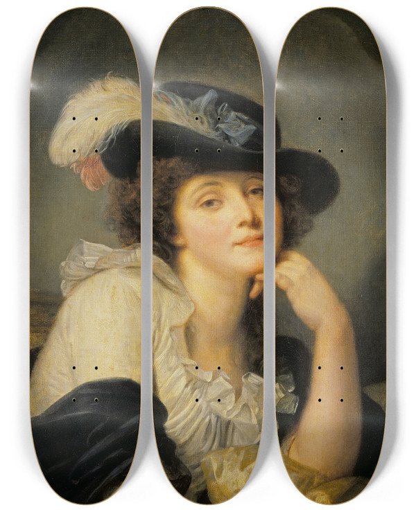 Triptych art skateboard deck of Jeanbaptiste Greuze Portrait Of A Woman_1 by Jean-Baptiste Greuze (1725-1805)