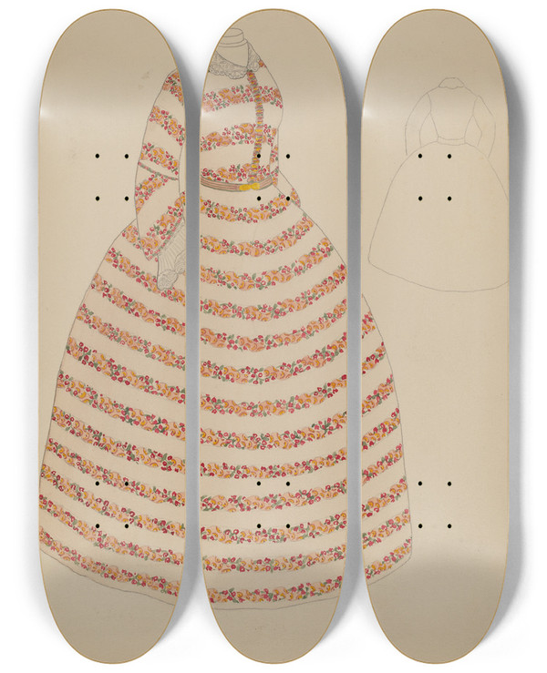 Triptych art skateboard deck of Frederick Jackson Dress_2 by Frederick Jackson