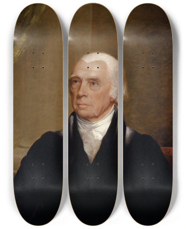 Triptych art skateboard deck of Chester Harding James Madison by Chester Harding (1792-1866)