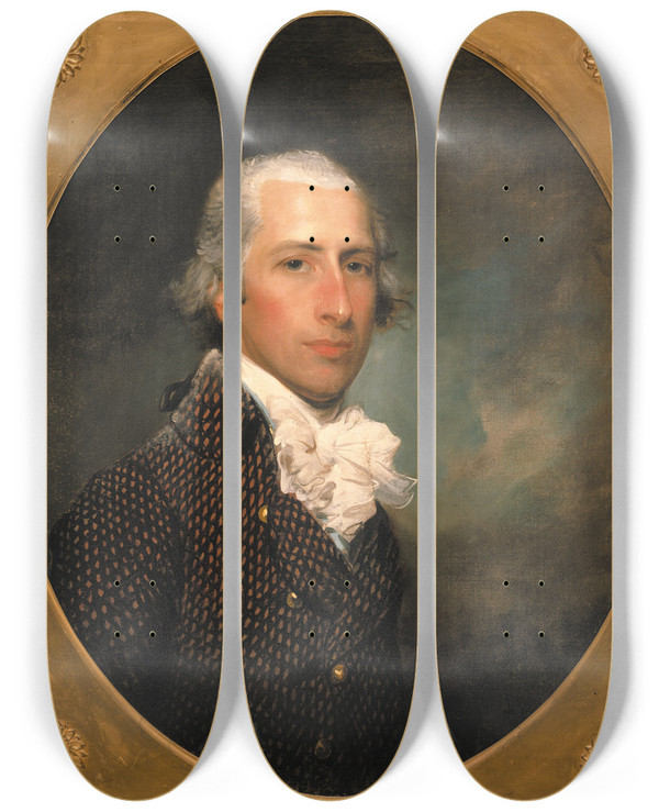 Triptych art skateboard deck of Gilbert Stuart Portrait Of Gabriel Manigault by Gilbert Stuart (1755-1828)