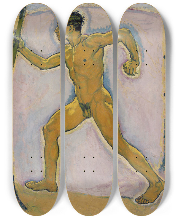 Triptych art skateboard deck of Koloman Moser The Wayfarer by Koloman Moser (1868-1918)