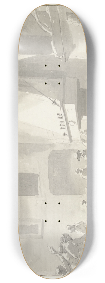 Abraham-Louis-Rodolphe Ducros - Eetzaal van de herberg in Barletta 8.25 inch art skate deck