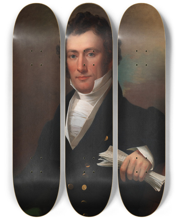 Triptych art skateboard deck of Jacob Eichholtz Joshua Tevis by Jacob Eichholtz (1776-1842)