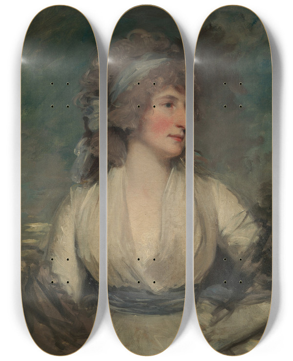 Triptych art skateboard deck of John Hoppner Portrait Of A Woman by John Hoppner (1758-1810)