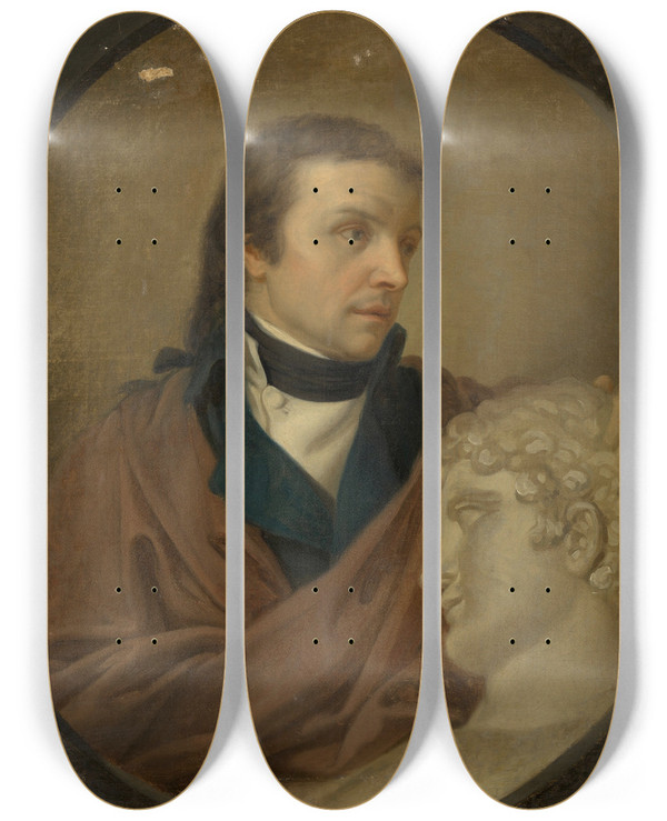 Triptych art skateboard deck of Johann Baptist Von Lampi The Elder Josef Klieber Bildhauer by Johann Baptist Von Lampi The Elder (1751-1830)