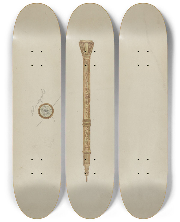Triptych art skateboard deck of Mary Fitzgerald Refillable Pencil by Mary Fitzgerald
