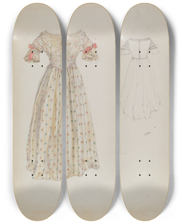 Triptych art skateboard deck of Arelia Arbo Dress_5 by Arelia Arbo