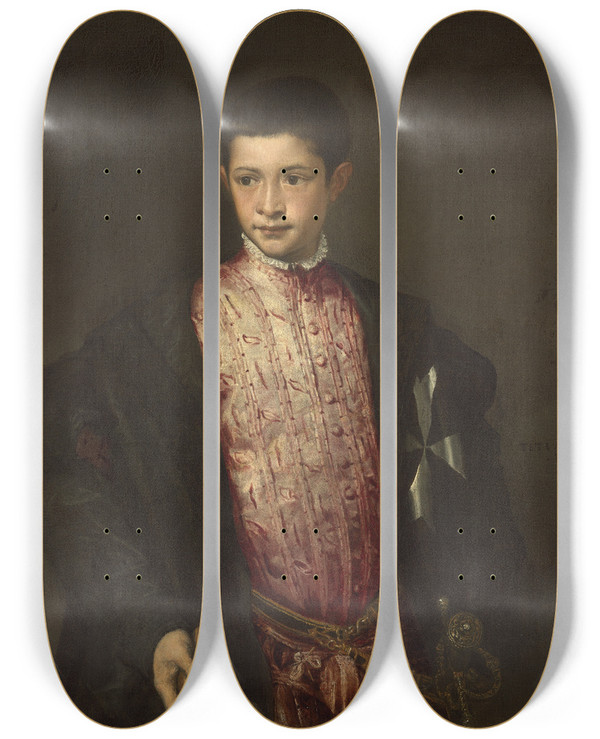 Triptych art skateboard deck of Titian Ranuccio Farnese by Titian (1488-1576)