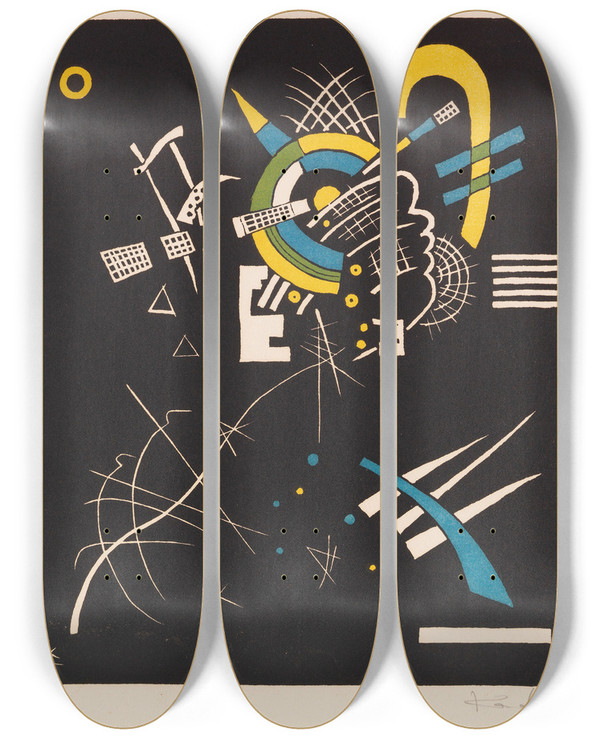 Triptych art skateboard deck of Wassily Kandinsky Kleine Welten Vii by Wassily Kandinsky (1866-1944)