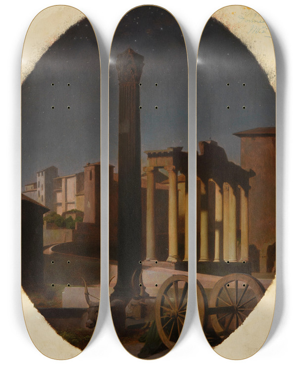Triptych art skateboard deck of Jeanlon Grme Le Forum La Nuit by Jean-Lon Grme (1824-1904)