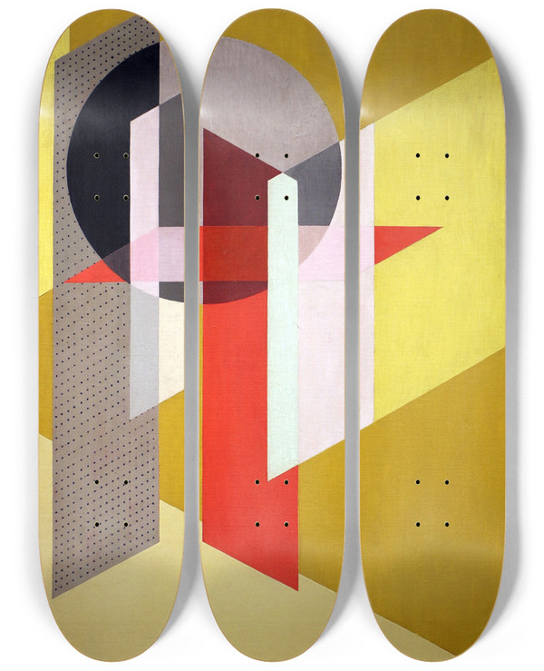 Triptych art skateboard deck of Lszl Moholynagy Z Vii by Laszlo Moholy Nagy (1895-1946)