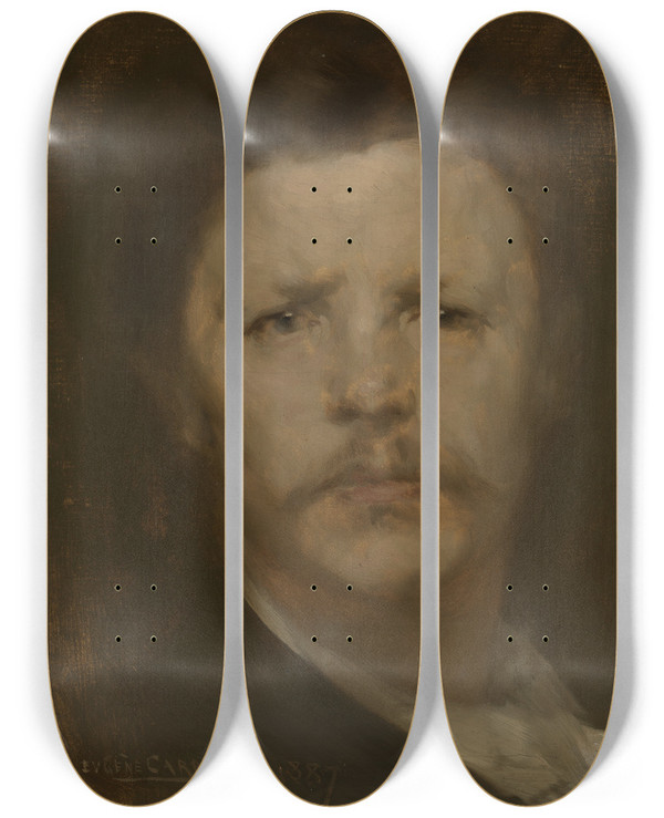 Triptych art skateboard deck of Eugne Carriere Selfportrait Eugne Carrire by Eugene Carriere (1849-1906)