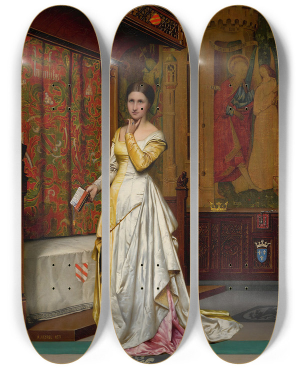 Triptych art skateboard deck of Adolphealexandre Lesrel Contemplation by Adolphe Alexandre Lesrel (1839-1929)