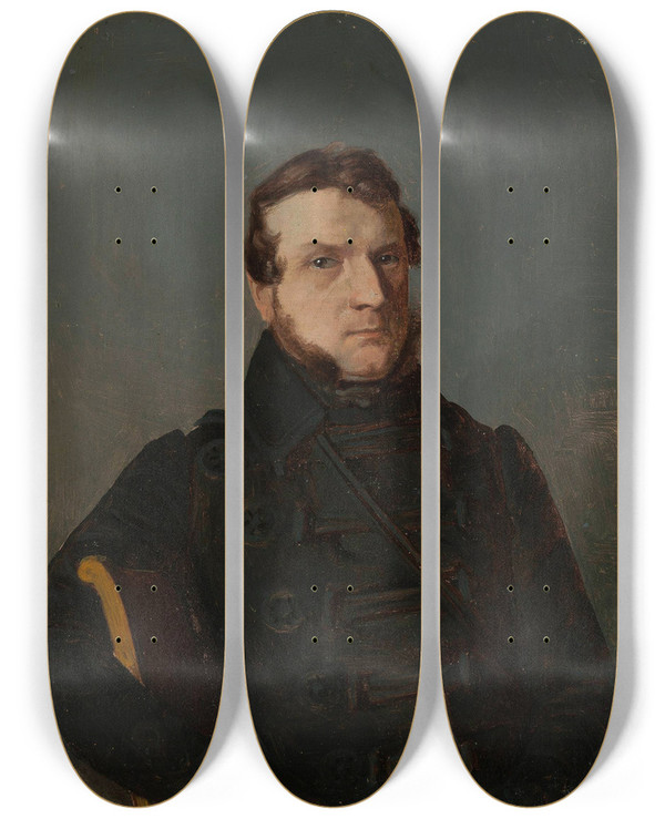 Triptych art skateboard deck of Bonawentura Dbrowski Male Portrait by Bonawentura Dabrowski (1807-1862)