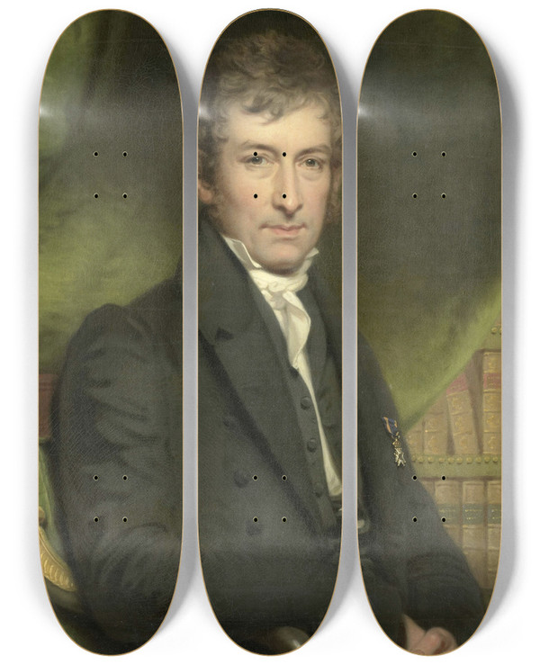 Triptych art skateboard deck of Charles Howard Hodges Johan Fraser 17801843 by Charles Howard Hodges (1764-1837)