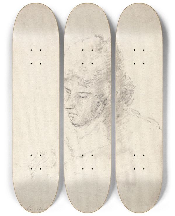 Triptych art skateboard deck of Dr Thomas Monro Portrait Of John Laporte by Dr Thomas Monro (1759-1833)
