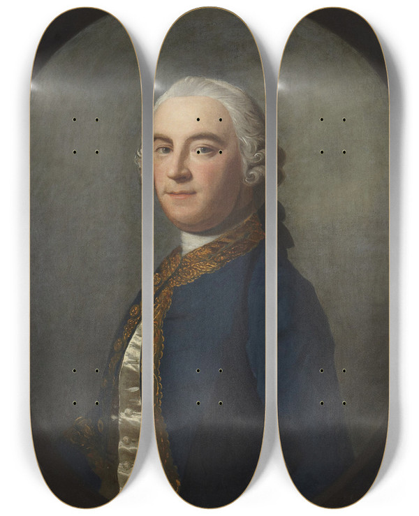 Triptych art skateboard deck of Allan Ramsay John Second Baron Desart by Allan Ramsay (1713-1784)